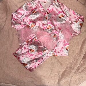 Santa Claus Pink Kids Pajamas